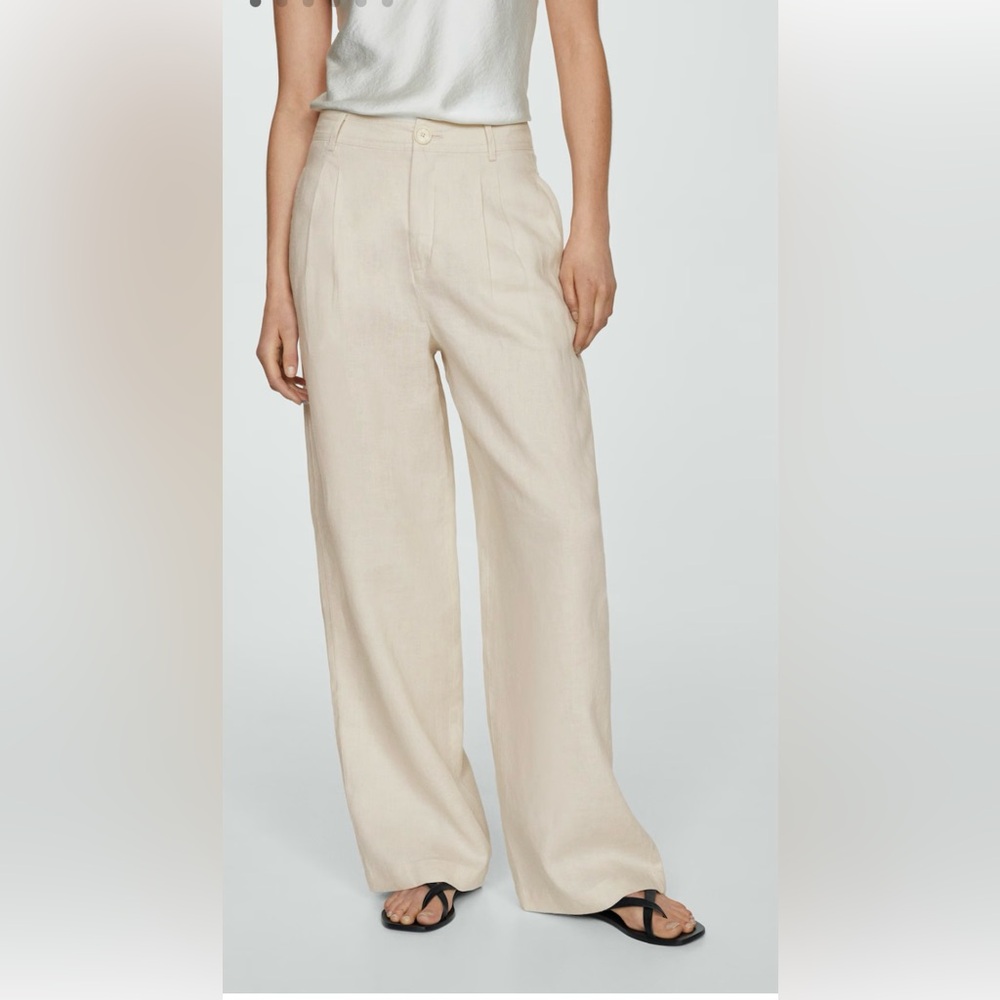 Mango 100% linen wideleg pants size 4